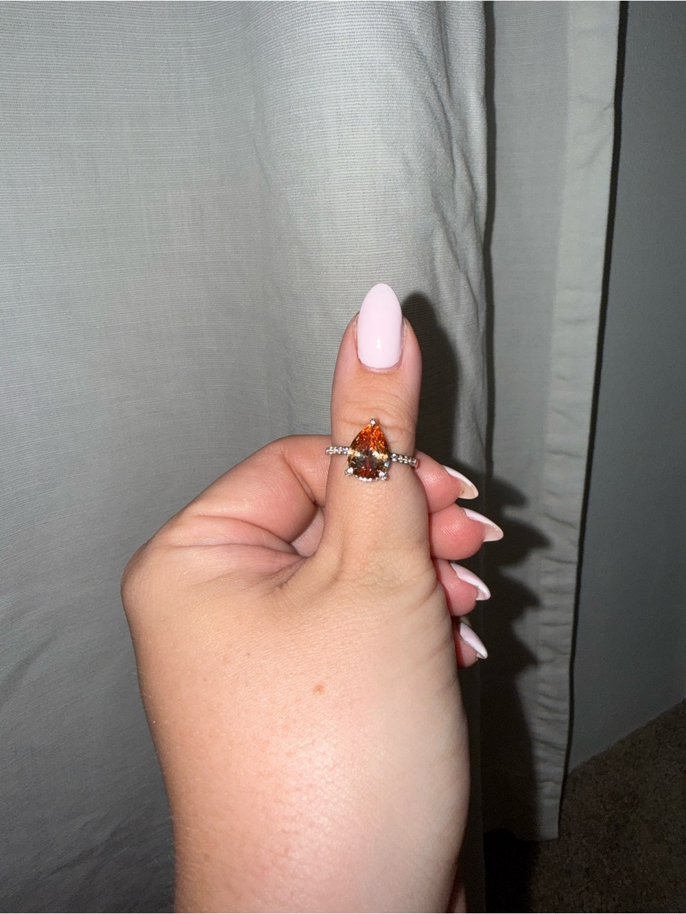 Bomb Party Teardrop Citrine Halo Ring in Orange and Silver